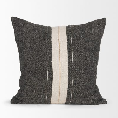 Alternative view of Cooper 20x20 Square Black w/ Cream Stripe Decorative Pillow Cover