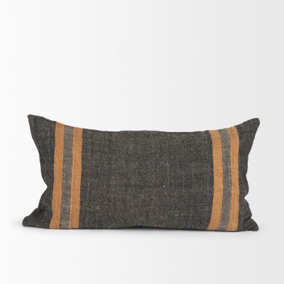 Alternative view of Mercer 14x26 Lumbar Black w/ Orange Stripes Decorative Pillow Cover