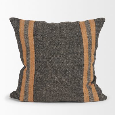 Alternative view of Mercer 20x20 Square Black w/Orange Stripes Decorative Pillow Cover