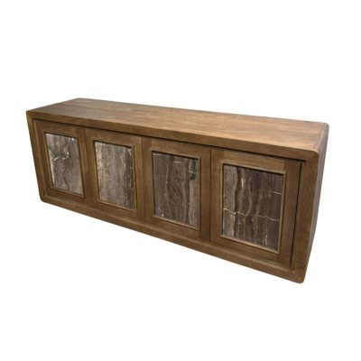 Valterra Dark Brown Wood w/ Cappuccino Marble 4 Door Sideboard