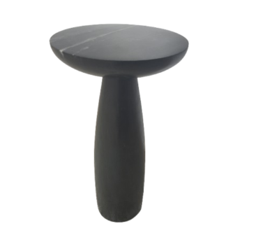 Bellancia Nero Black Marquina Marble Pedestal Side Table