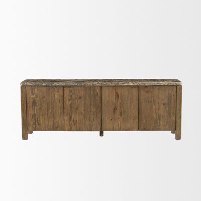 Alternative view of Kendrix Dark Brown Oak Wood Cappuccino Marble 4 Door Closed Sideboard