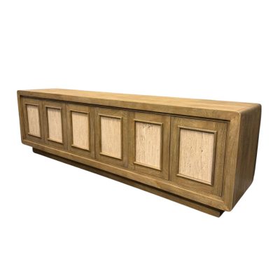 Valterra Light Brown Wood w/ Travertine 6 Door Media Console