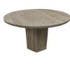 Torreno 42" Travertine Round Top Hexagon Pedestal Dining Table