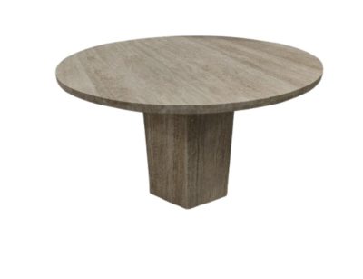 Torreno 42" Travertine Round Top Hexagon Pedestal Dining Table