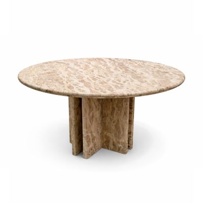 Rivaro Solid Beige Marble Round Dining Table