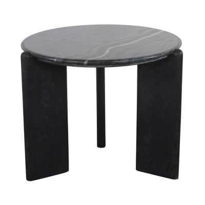 Rumer Black Wood w/ Black Marble Side Table