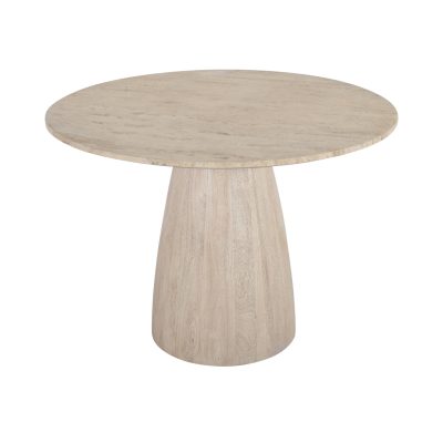 Allyson 42" Light Wood Base w/ Travertine Top Dining Table