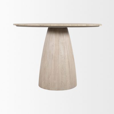 Alternative view of Allyson 42" Light Wood Base w/ Travertine Top Dining Table