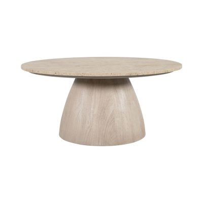 Allyson 36" Light Wood Base w/ Travertine Top Coffee Table