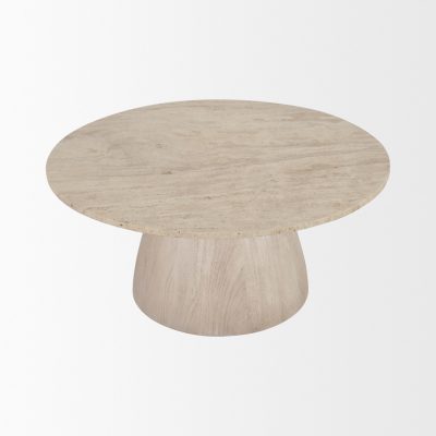 Alternative view of Allyson 36" Light Wood Base w/ Travertine Top Coffee Table