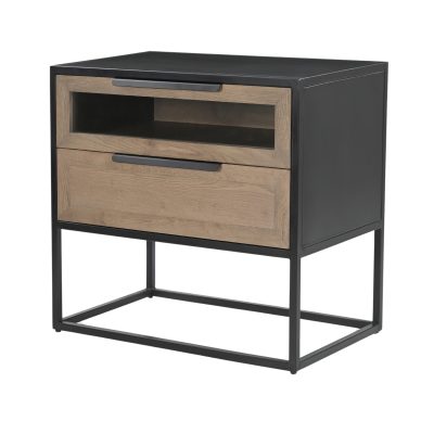 Sloan Light Brown W/ Black Metal Frame Side Table