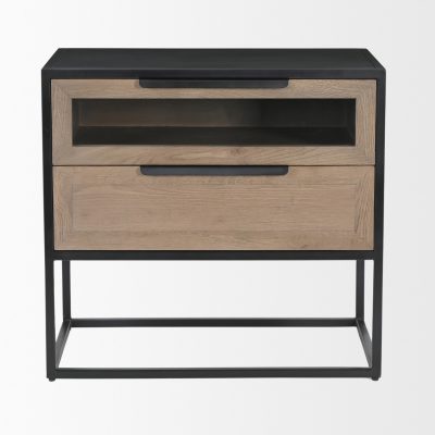Alternative view of Sloan Light Brown W/ Black Metal Frame Side Table