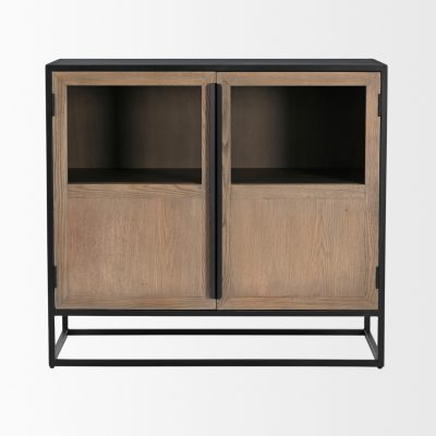 Alternative view of Sloan Light Brown W/Black Metal Frame Accent Cabinet