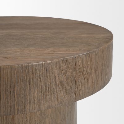 Alternative view of Lyonne Round Medium Brown Oak Wood Pedestal Side Tables