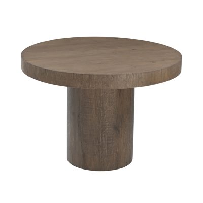 Lyonne 42" Round Medium Brown Oak Wood Pedestal Dining Table