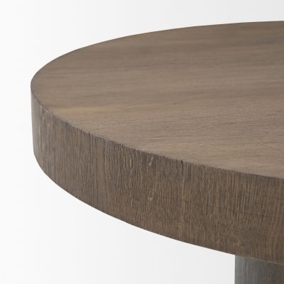 Alternative view of Lyonne 42" Round Medium Brown Oak Wood Pedestal Dining Table