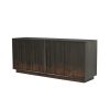 Cinder Distressed Dark Brown Wood Reeded 4-Door Closed Sideboard