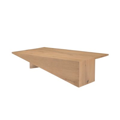 West Light Brown Oak Wood Rectangular Coffee Table
