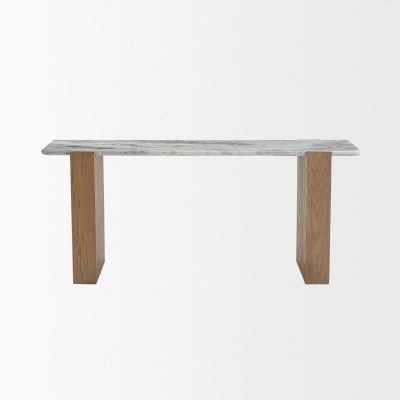 Alternative view of Milos Pink Marble Top w/ Light Brown Oak Wood Console Table