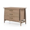 Hollis Light Brown Wood 3-Drawer Closed Nightstand