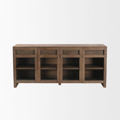 Alternative view of Suri Mid Brown Wood w/ Glass 4-Door Closed Sideboard