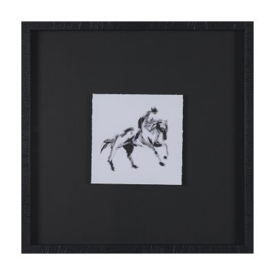 Galloping Silhouette by Santhosh ch Hand-Embellished Framed Artwork Matted under Glass