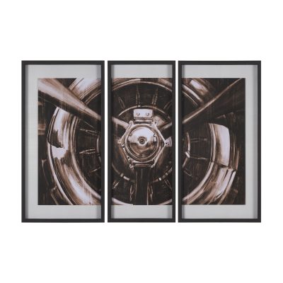 Vintage Propeller (Sepia) (Set of 3) by Ethan Harper Framed Artwork Matted under Glass