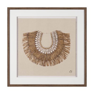 Papua Necklace III by Mercana Studio Hand-Embellished Textured Framed Artwork Matted under Glass