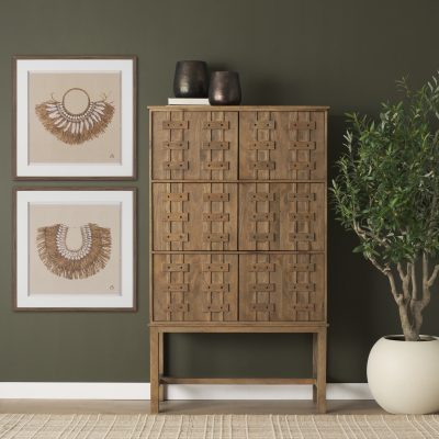 Alternative view of Papua Necklace II by Mercana Studio Hand-Embellished Textured Framed Artwork Matted under Glass