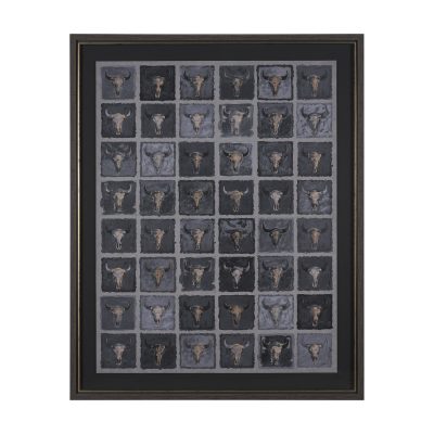 Forty-Eight by Natalia Boychenko-Tariq Hand-Embellished Textured Framed Artwork Matted under Glass