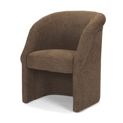 Curtis Brown Fabric Barrelback Half-Moon Base Dining Armchair
