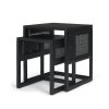 Grier Set of 2 Black Wood w/ Black Cane Nesting Accent Tables