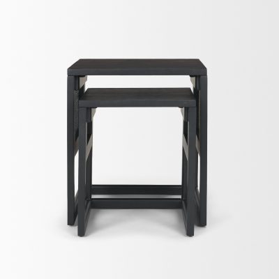 Alternative view of Grier Set of 2 Black Wood w/ Black Cane Nesting Accent Tables