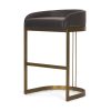 Hollyfield II Charcoal-Brown LeatherSeat Gold Metal Base Bar Stool 1 0106569 71423 A