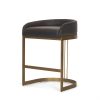 Hollyfield II Charcoal-Brown Leather Seat Gold Metal Base Counter Stool 1 0106571 71422 A