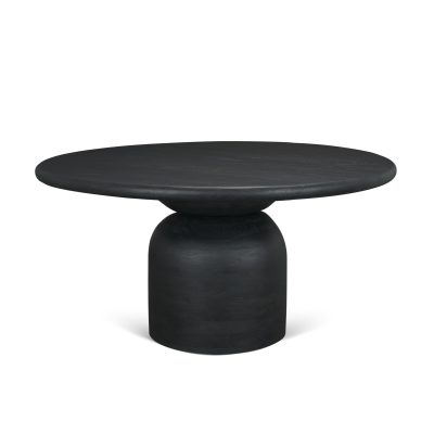 Atlas 60" Black Wood Stacked Pedestal Base Round Dining Table