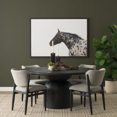 Alternative view of Atlas 60" Black Wood Stacked Pedestal Base Round Dining Table