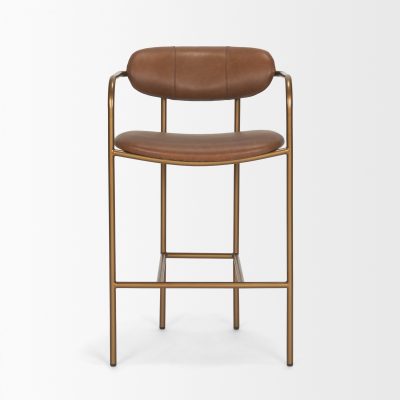 Alternative view of Parker Brown Leather Seat Gold Metal Counter Stool