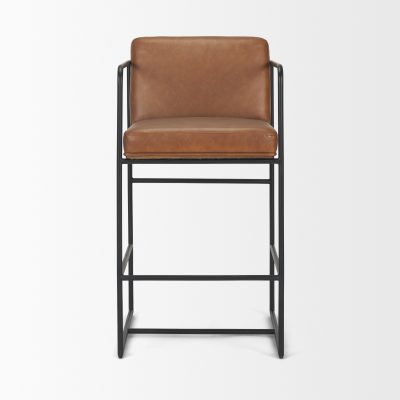 Alternative view of Stamford 36" Brown Leather Seat w/ Wood Back, Metal Frame Counter Stool