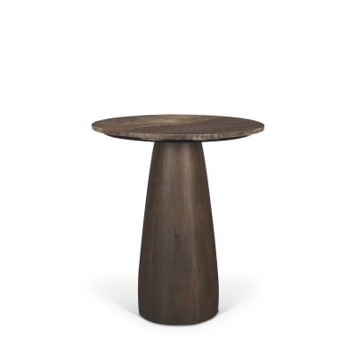 Allyson 32" Round Dark Brown wood w/ Cappuccino Marble Top Bistro Table