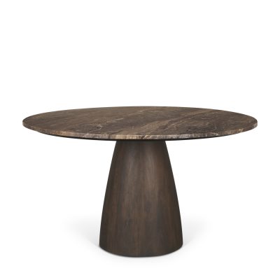 Allyson 54" Round Dark Brown w/ Cappuccino Marble Pedestal Dining Table