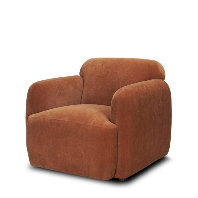 Saga Stonewashed Rust Chenille Fabric Upholstered Chair