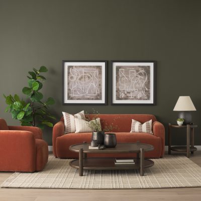 Alternative view of Saga Stonewashed Rust Chenille Fabric 3 Seater Sofa