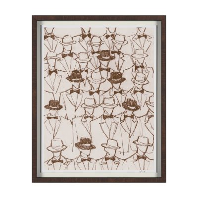 Hats & Bow Ties by Mercana Studio Hand-Embellished Framed Artwork Matted under Glass