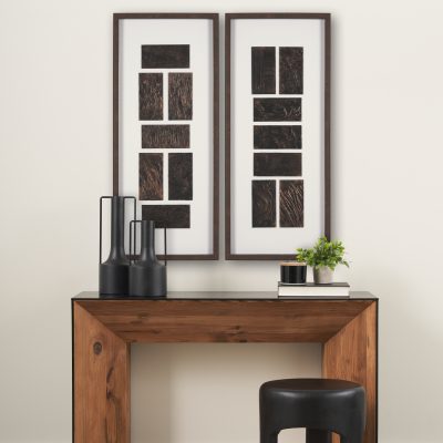 Alternative view of Grouped Bricks (Set of 2) by Studio M a handmade Original Framed Artwork under Glass
