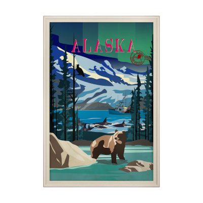 Alaska Go USA (XL) by Mercana Studio a Hand Embellished Decograph Framed Art Print under Glass