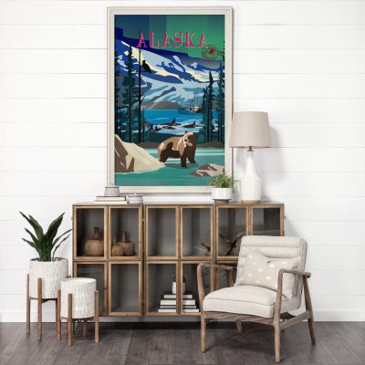 Alternative view of Alaska Go USA (XL) by Mercana Studio a Hand Embellished Decograph Framed Art Print under Glass