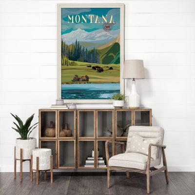 Alternative view of Montana Go USA (XL) by Mercana Studio a Hand Embellished Decograph Framed Art Print under Glass