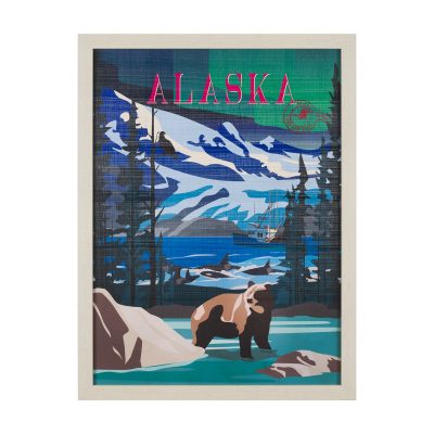Alaska Go USA (L) by Mercana Studio a Hand Embellished Decograph Framed Art Print